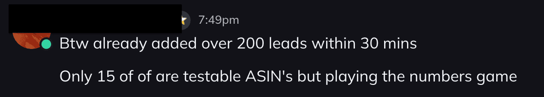 Manuel Carreras — 200 leads and 15 ASIN tests in 30 mins