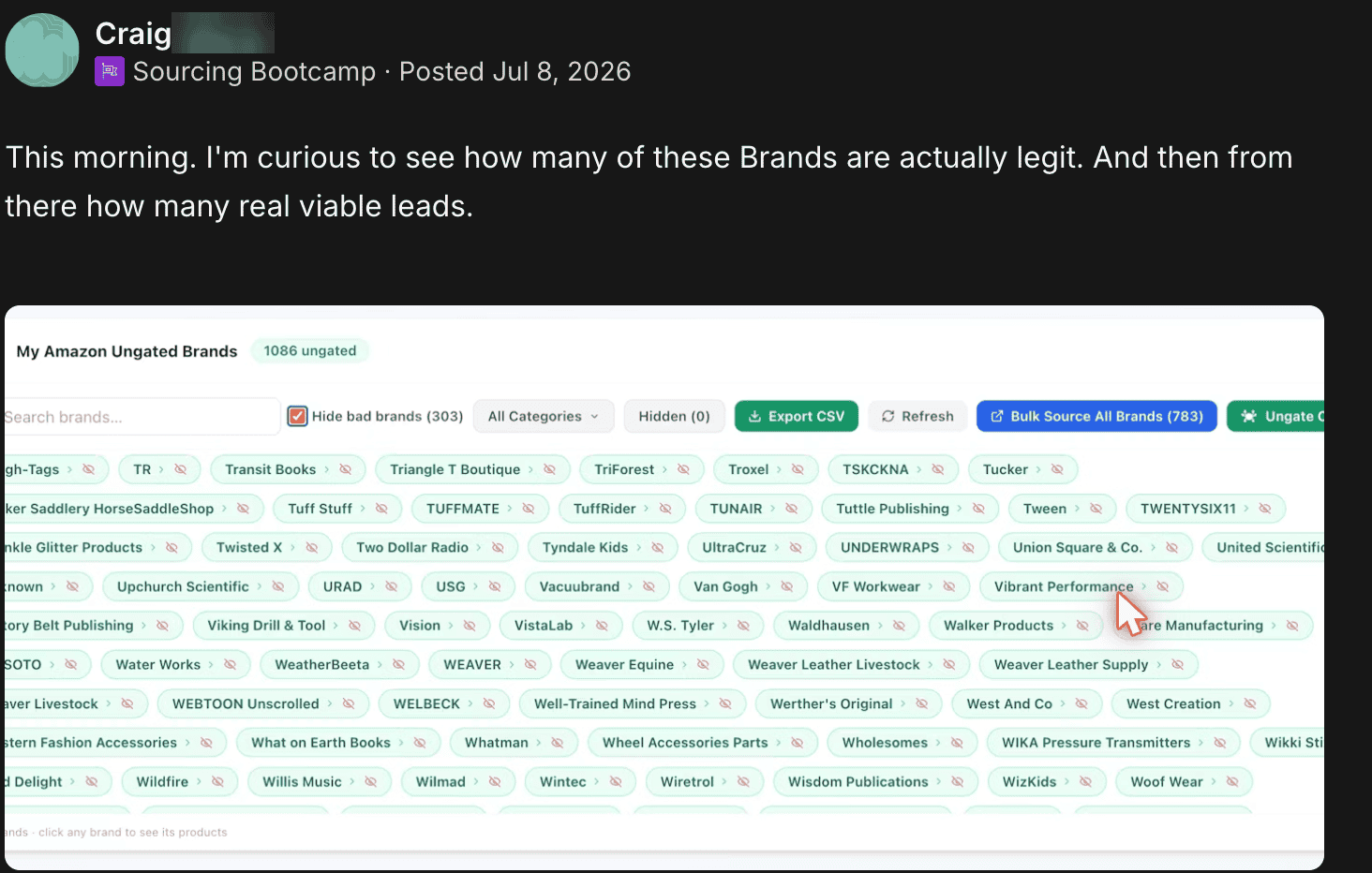 Craig I. — 1,086 brands