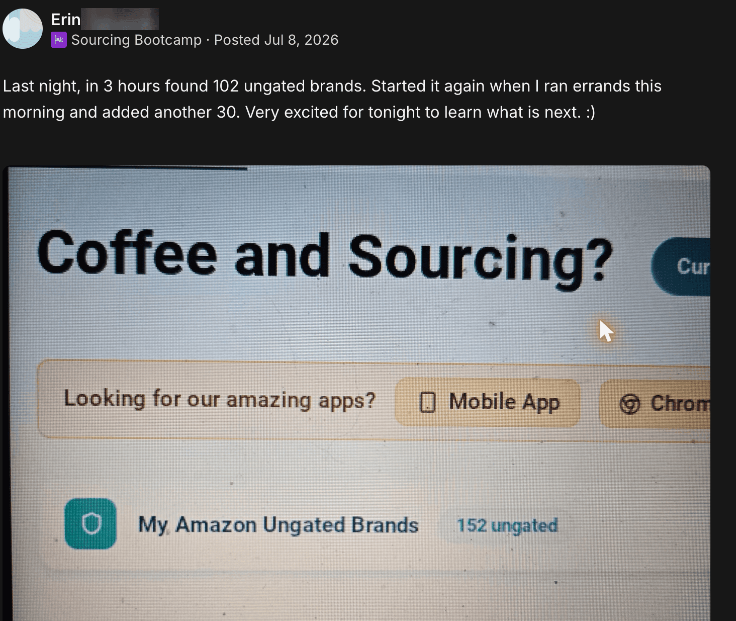 Erin H. — 102 brands in 3 hours