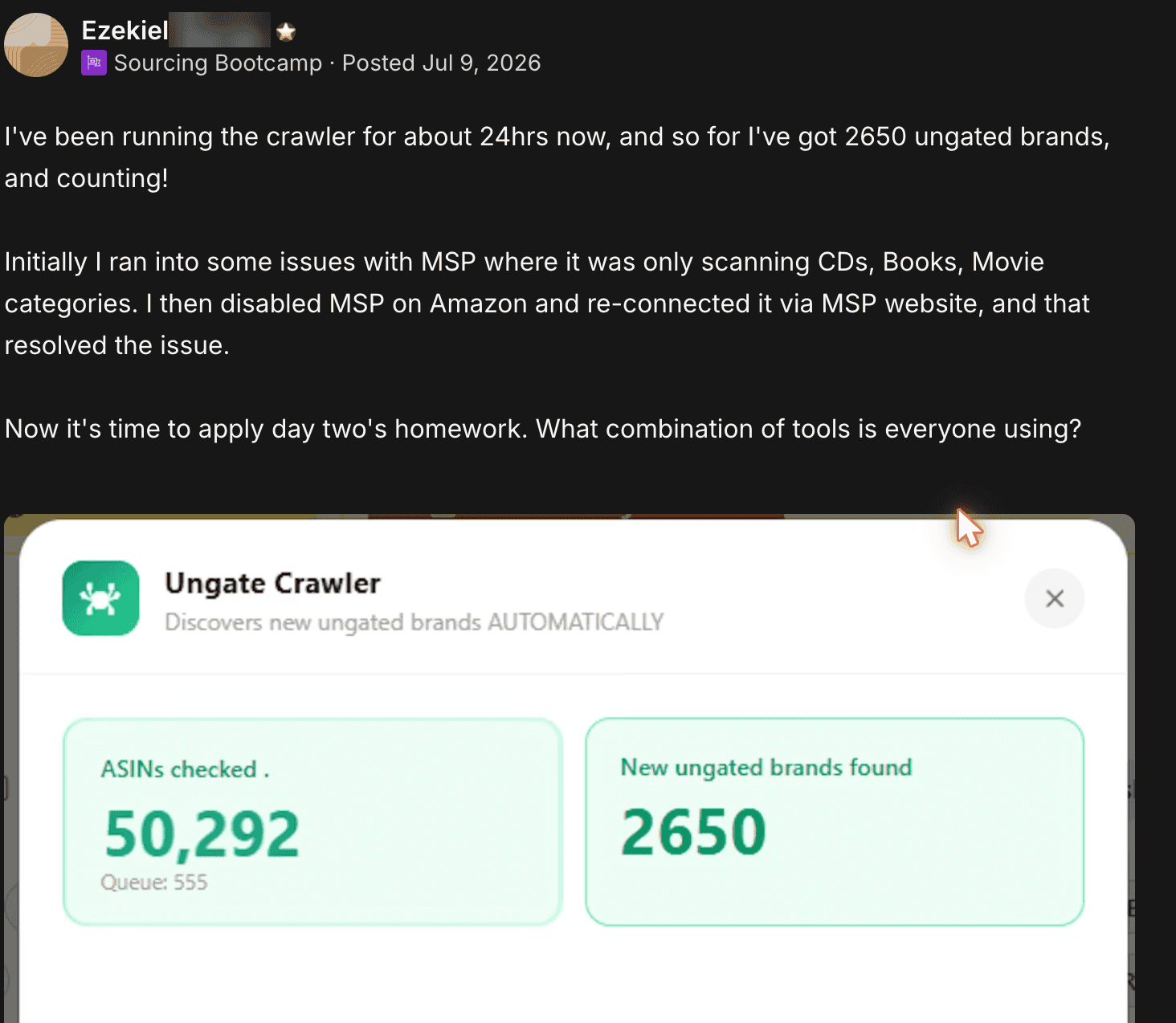 Ezekiel M. — 2,650 brands in 24 hours