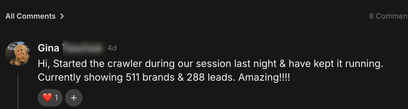 Gina T. — 511 brands, 288 leads