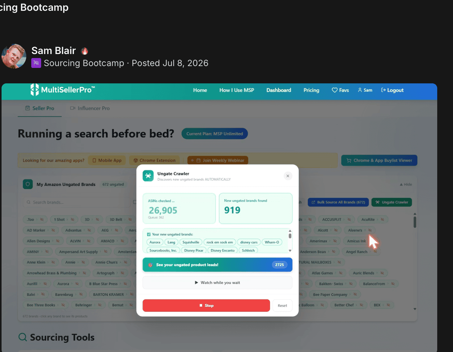 Sam Blair — 919 brands, 2,725 leads