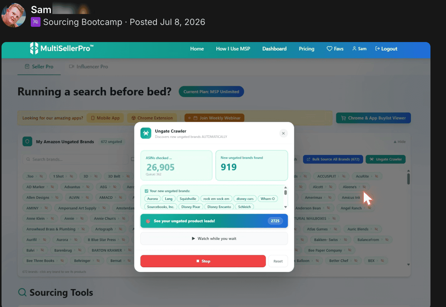 Sam B. — 919 brands, 2,725 leads